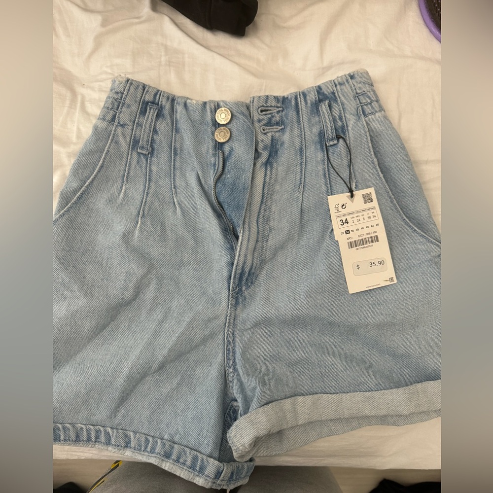 zara denim shorts